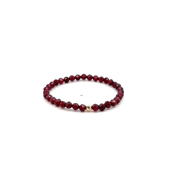 Natural Garnet Gemstone Mini 3mm 18K Bar Faceted Charm Bead January Birthstone - Picture 1 of 5